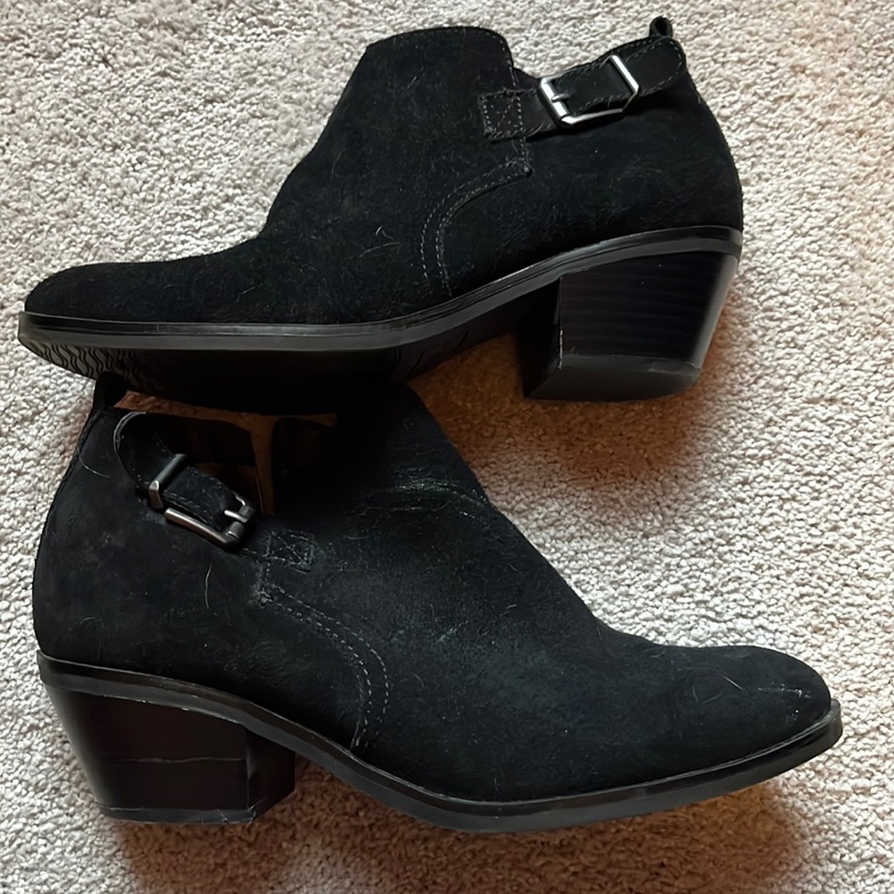 Black real suede booties 9.5